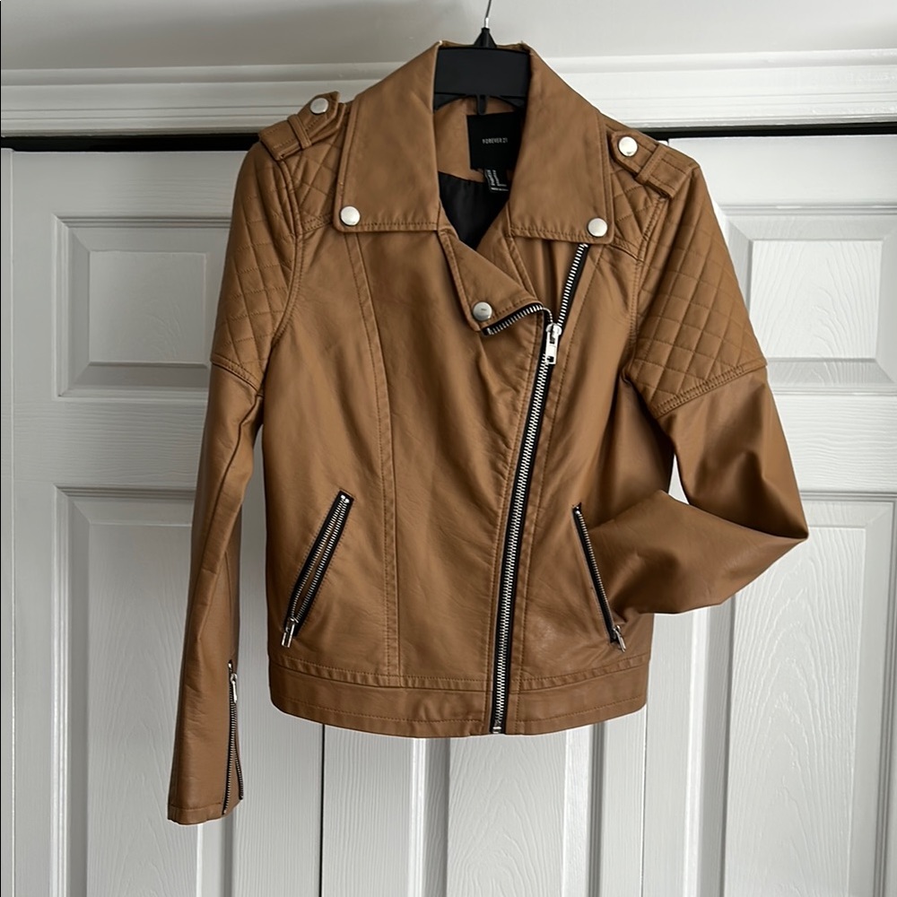 Brown Faux Leather Jacket